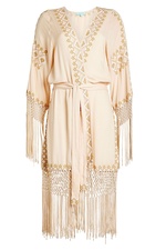 Belted Cover-Up with Embroidery and Fringing by Melissa Odabash