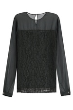 Silk Chiffon Blouse with Lace by Jason Wu