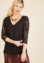 Of Ladylike Mind Lace Top in Black by Gilli Inc. DBA Le Lis