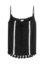 Gauze Tank Top with Crochet Applique by Ella Moss