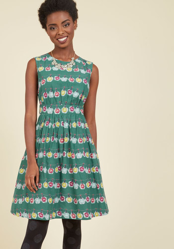 Emily and Fin LTD - Too Much Fun A-Line Dress in Holiday Lights