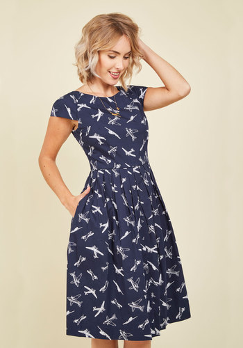 Unmatched Panache A-Line Dress in Airplanes by Emily and Fin LTD