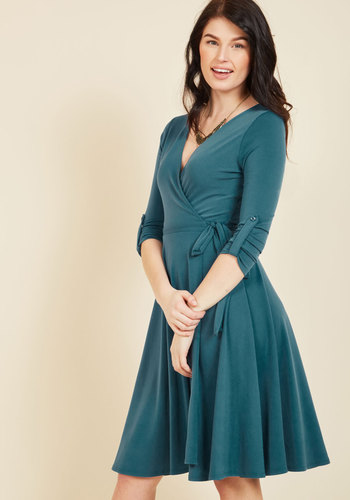 Nexxen Apparel, Inc - Say Yes to Timeless Wrap Dress in Peacock