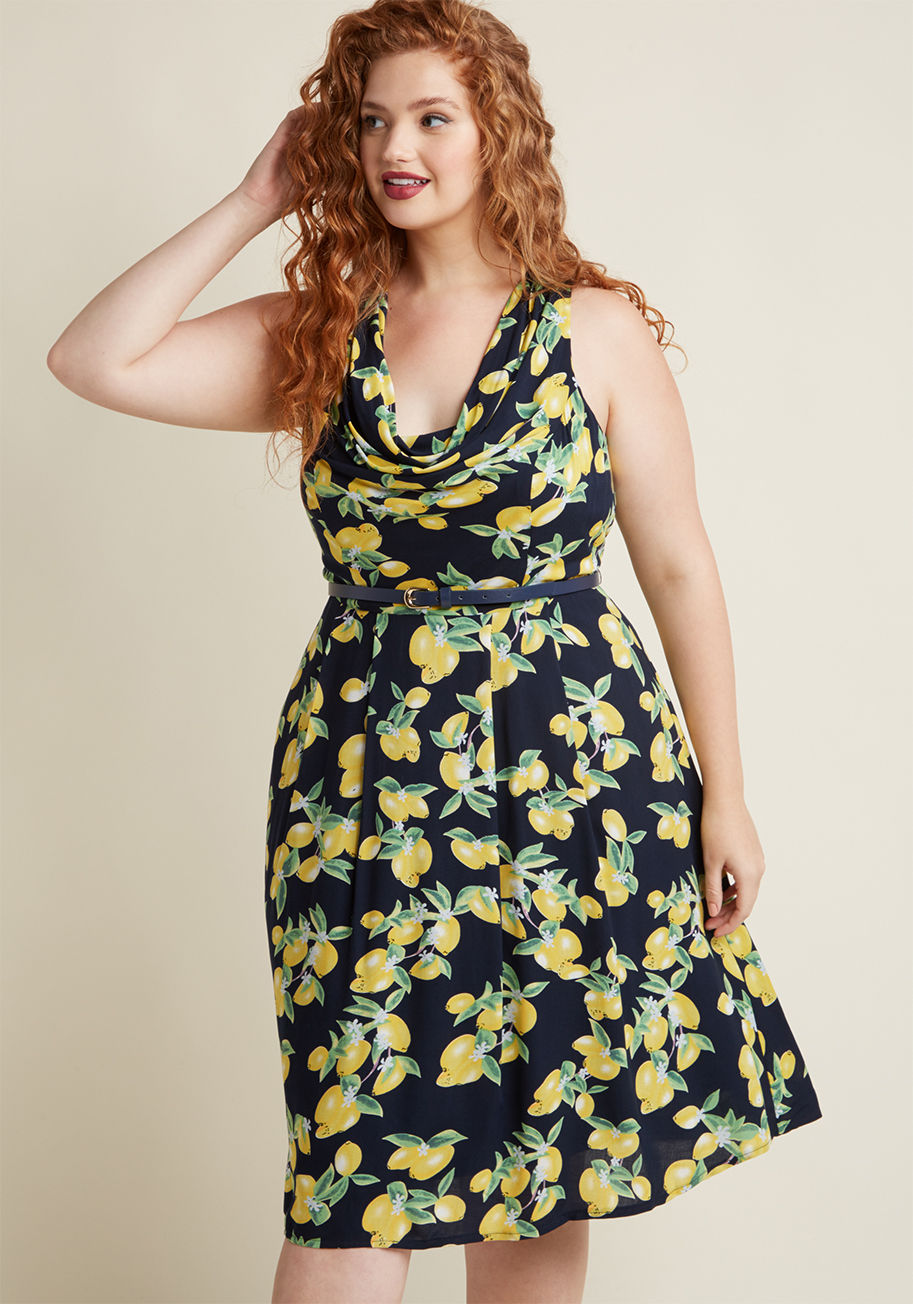  - It was only a matter of time until you and this black midi dress merged paths. Now that the elegantly draped neckline, belted, pleated waistline, and soft woven material of this ModCloth-exclusive stunner is a part of your wardrobe, you're appropriately p