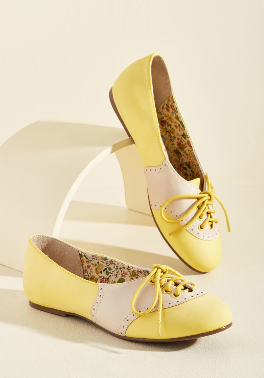  - Lace up these Oxford-inspired flats by Bettie Page for your date with the library! Constructed partially from faux leather and flaunting delicate perforations atop a pink-and-cream color scheme, these kicks are the cutest possible pair to help you with an