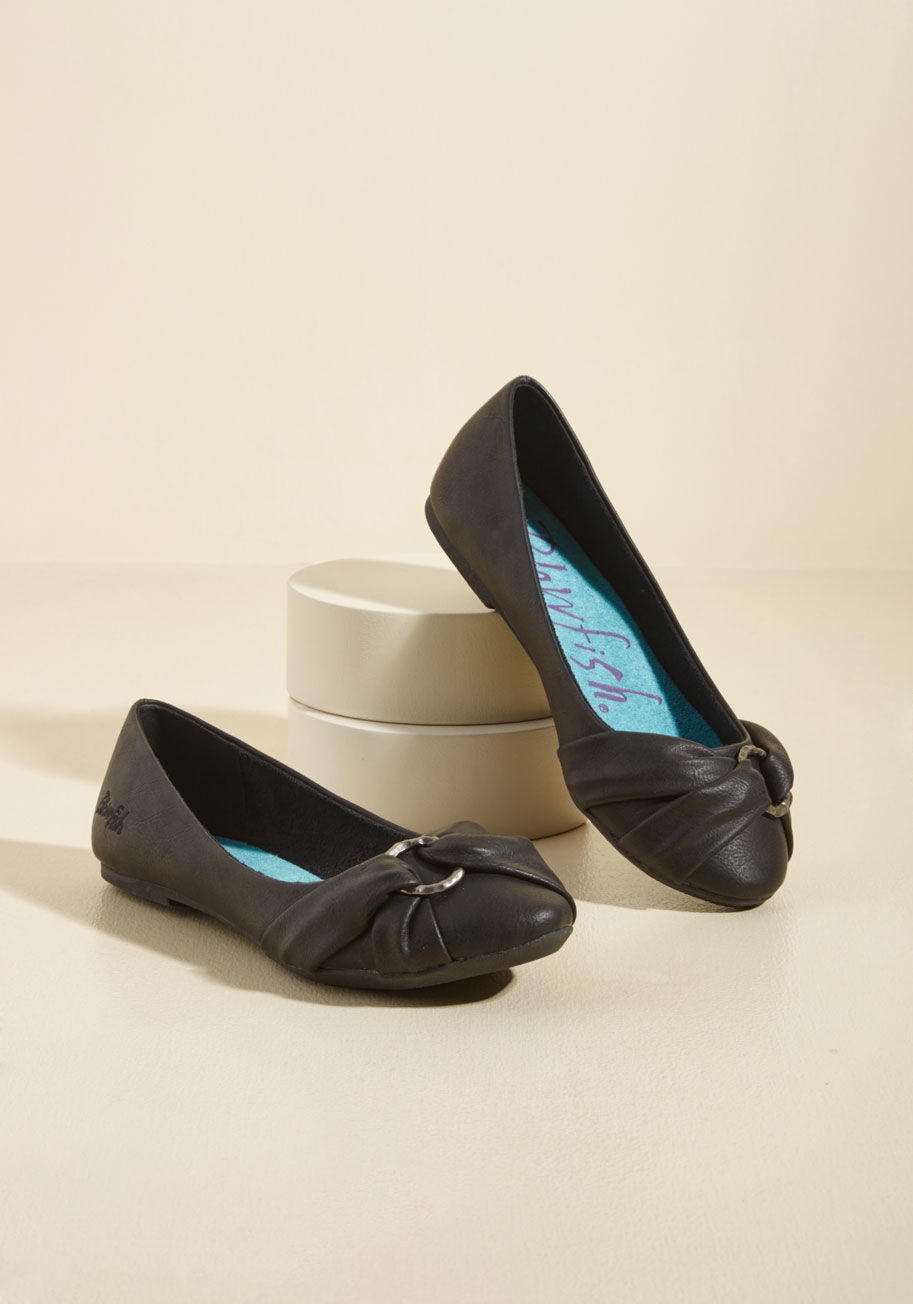  - Peer left and peek right - you never know, there might be oncoming compliments headed for your black flats! While this faux-leather pair from Blowfish features a hammered silver ring strapped down at each toe, they're still the epitome of versatile - henc