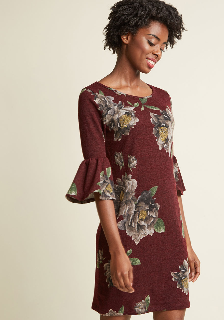  - This burgundy dress takes you from romantic brunch to craft cocktails seamlessly and