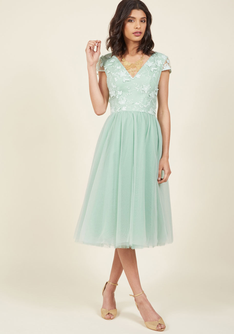  - This mint green fit and flare from Chi Chi London is so elegant and ethereal, you'd think its style could only be found