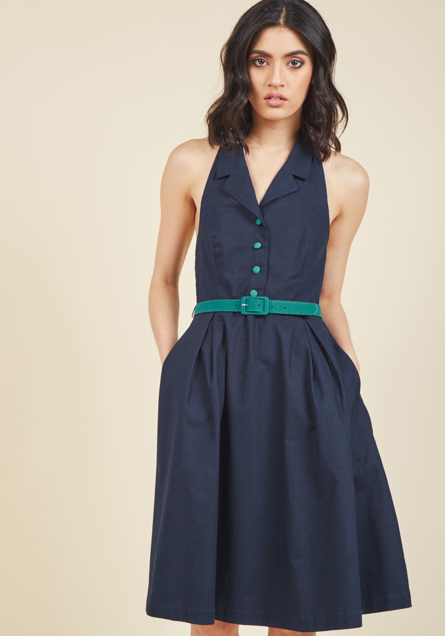  - This navy blue shirt dress from our ModCloth namesake label is business