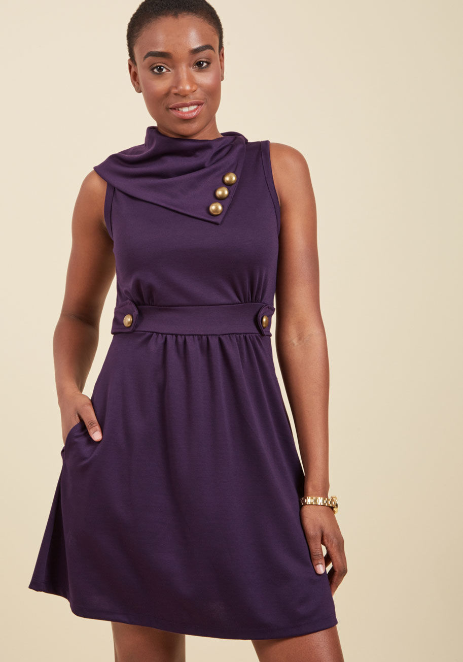  - This olive, white, and orange plaid dress is so magical, it makes you long for somewhere special and new to wear it. Take the foldover collar, embellished waistband, and decorative buttons of this knit ModCloth exclusive on a scenic getaway to actualize y