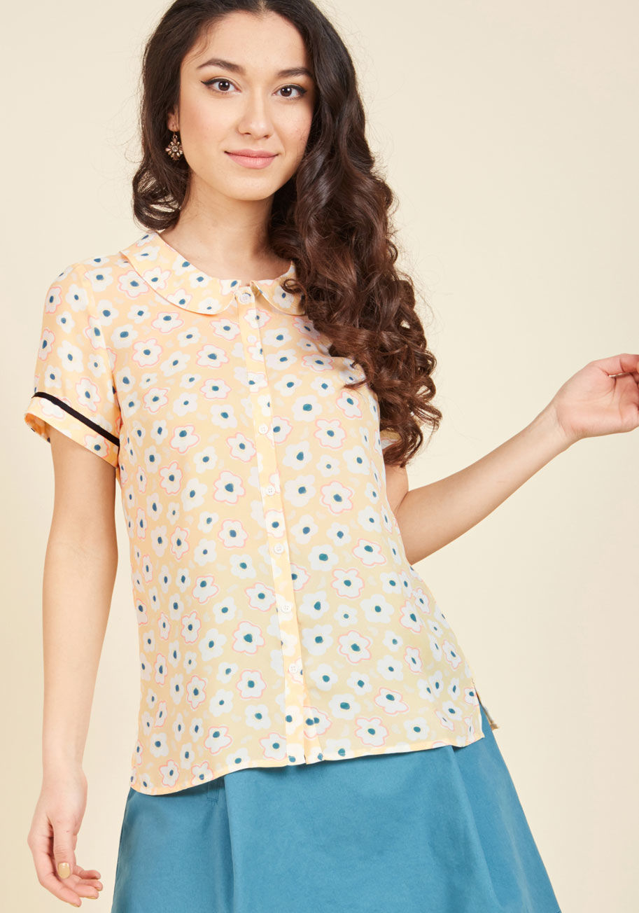  - When your bestie calls to consult on today's dress code, you choose ladylike with this sheer ModCloth namesake label blouse