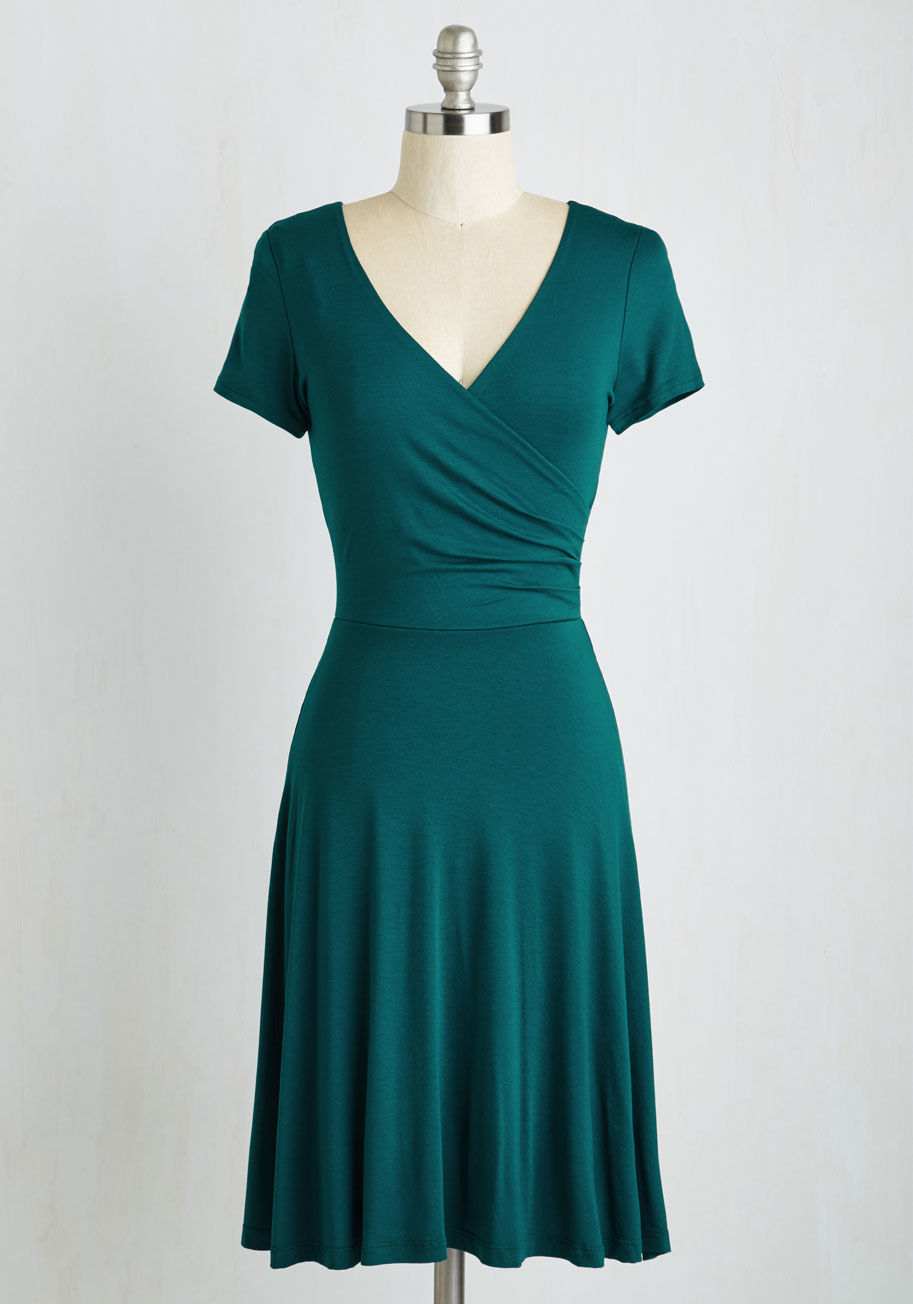  - Whether you decide on blueberry oatmeal or waffles at the botanical garden&rsquo;s cafe, you already made a stylish choice by donning this navy dress. Boasting a fancy lattice print, flirty wrap top, and softly gathered details, this breezy frock is as be