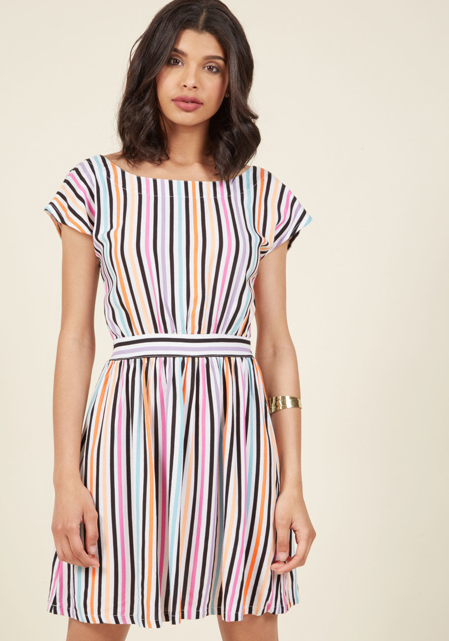  - Your schedule from the day is far from defined, but one thing is certain - you'll be flaunting this striped dress from British cult brand Motel! Should you decide on the farmers market, the library, or a day trip out of town, you'll be perfectly outfitted