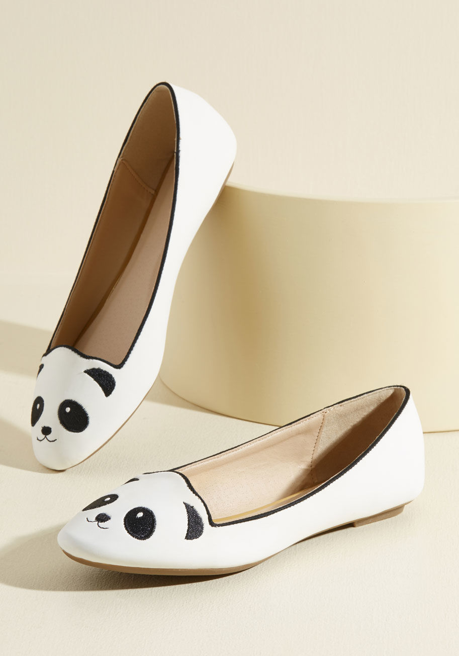  - You're a unique fashionista with an ardent appreciation for all creatures, so it&rsquo;s a no-brainer that you're sporting these bold panda flats to the museum! You stroll through biological exhibits