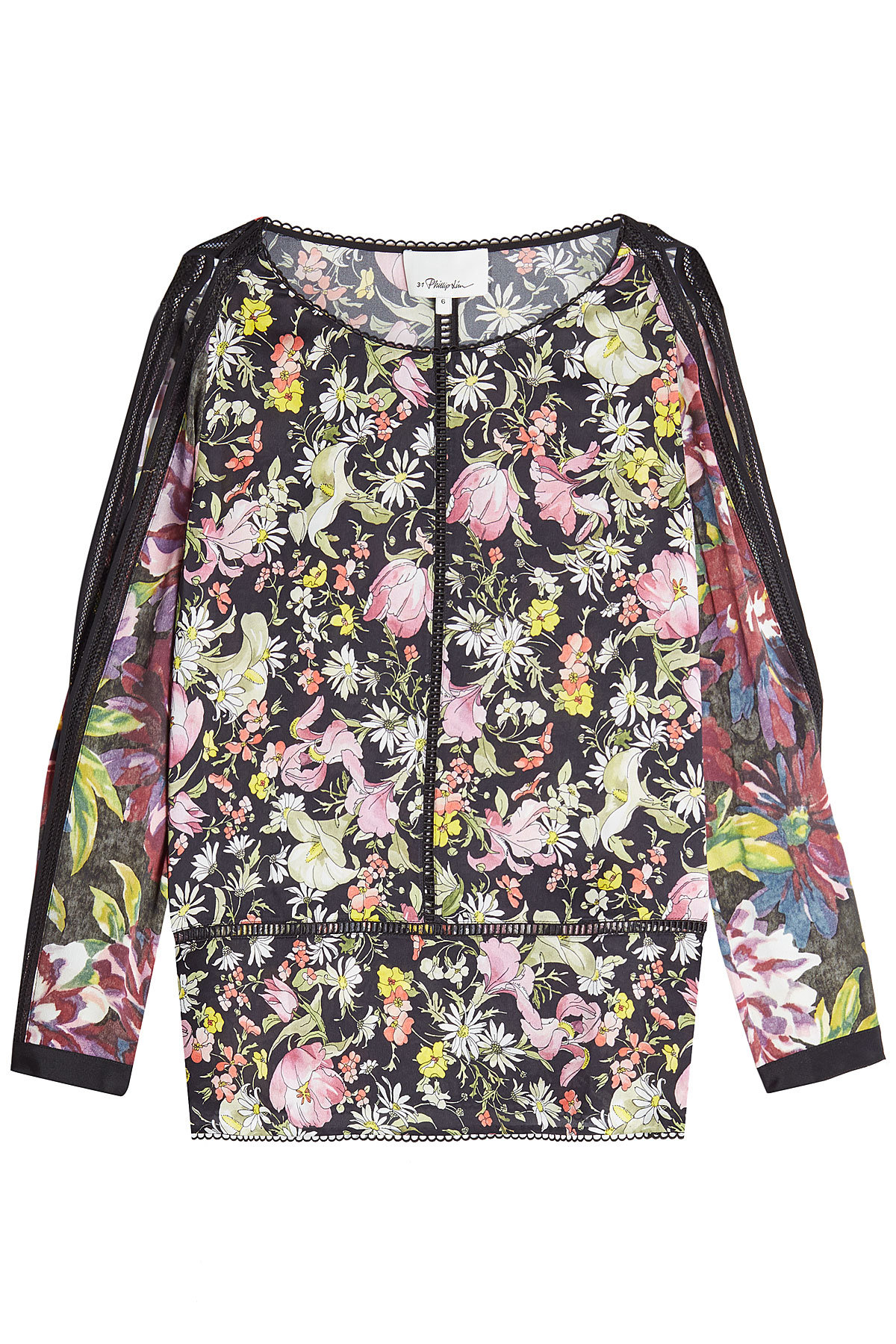 3.1 Phillip Lim - Printed Silk Blouse with Slits through Sleeves