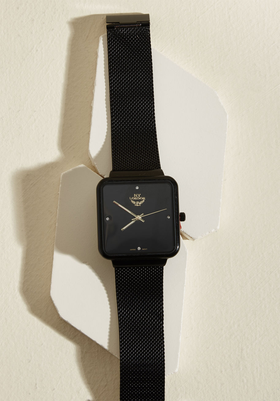 5983 - Your guy won't wanna wait to get dressed once you gift him this black-on-black watch! Quite a snazzy timepiece, this sleek accessory is a thrill to pair with solids, patterns, and anything else he desires. Feeling a little bit of adornment envy? Snag a se