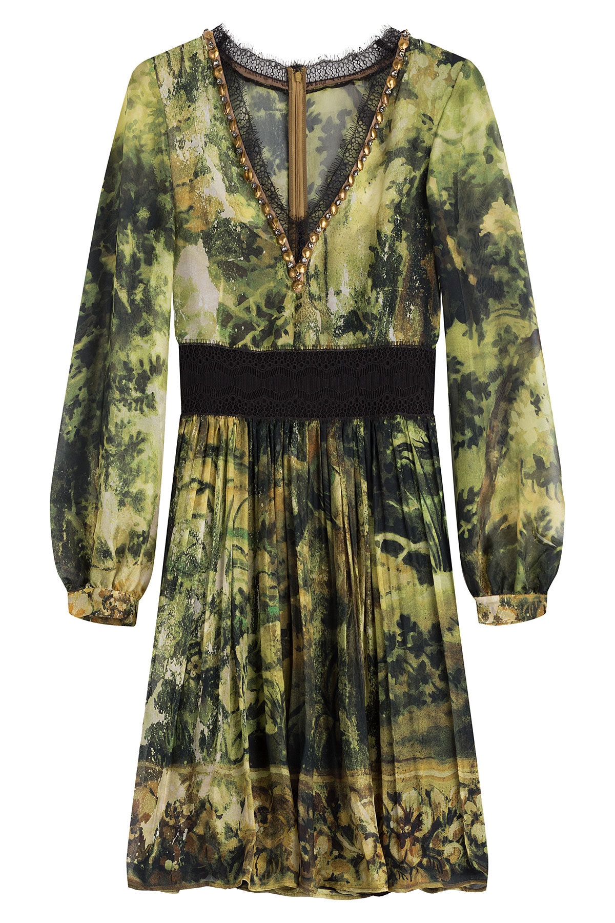 Printed Silk Chiffon Dress by Alberta Ferretti