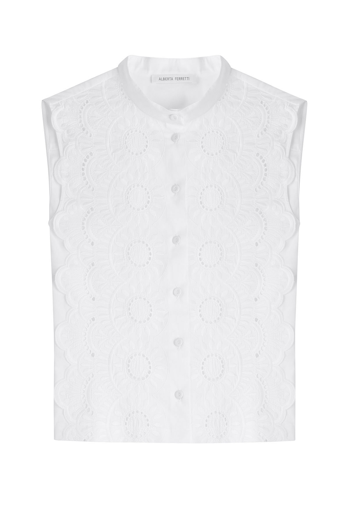 Sleeveless Shirt with Crochet Lace Front by Alberta Ferretti