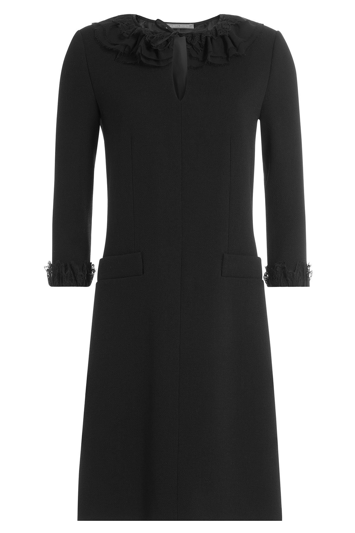 Alberta Ferretti - Virgin Wool Dress with Lace