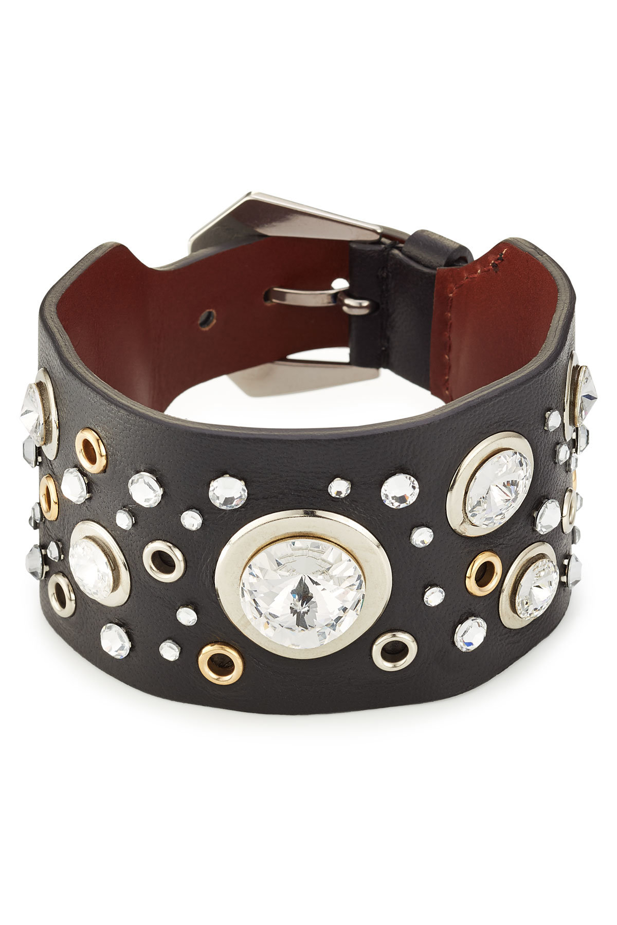 Alexander McQueen - Crystal Embellished Leather Cuff
