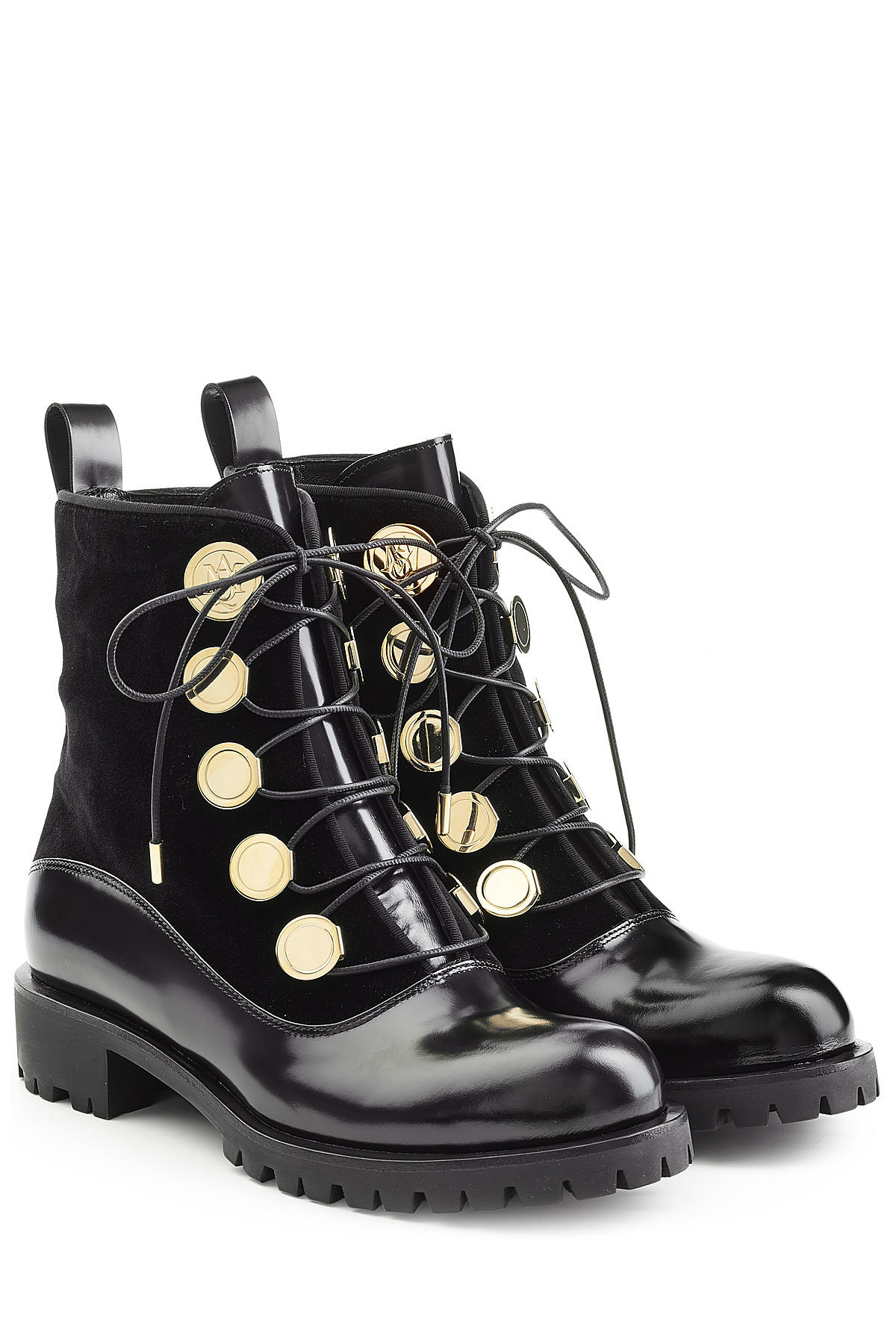 Alexander McQueen - Leather and Velvet Ankle Boots