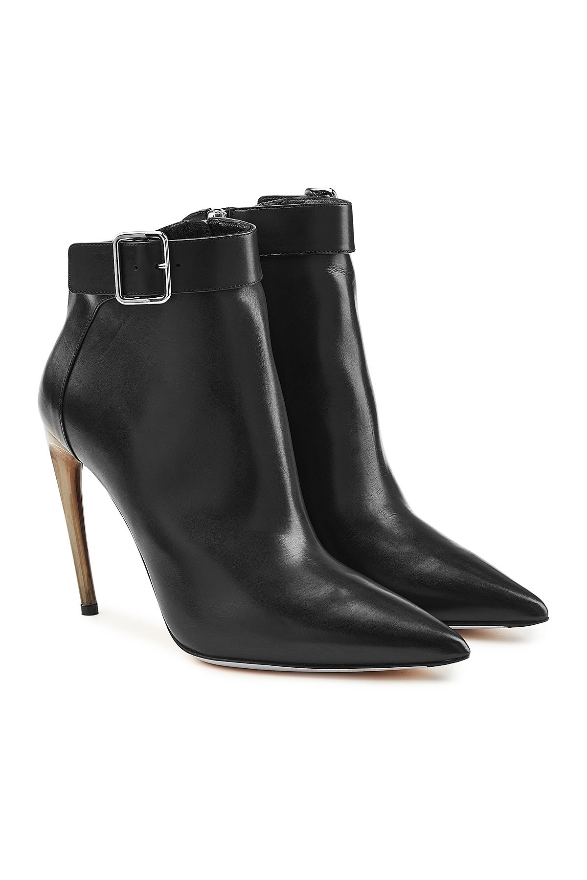 Leather Ankle Boots with Sheepskin Trim by Alexander McQueen