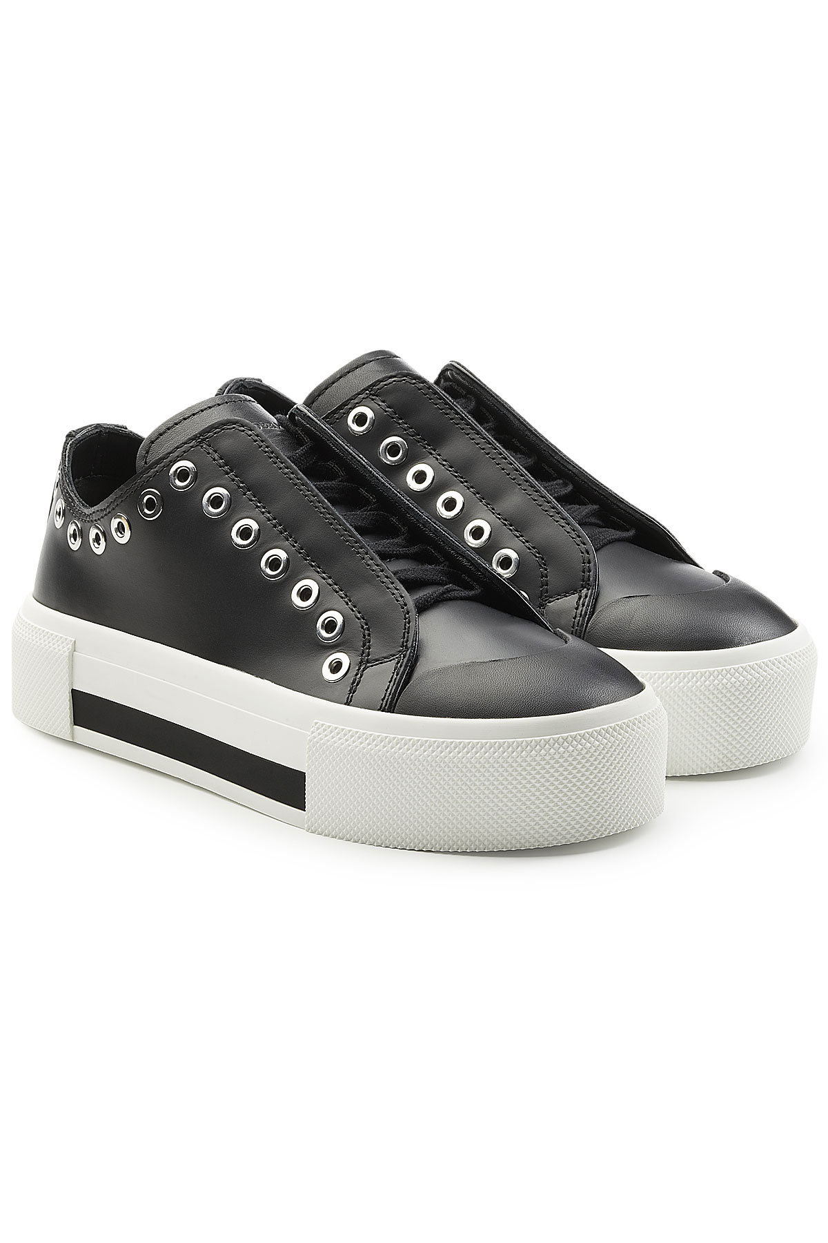 Alexander McQueen - Leather Platform Sneakers with Embellishment