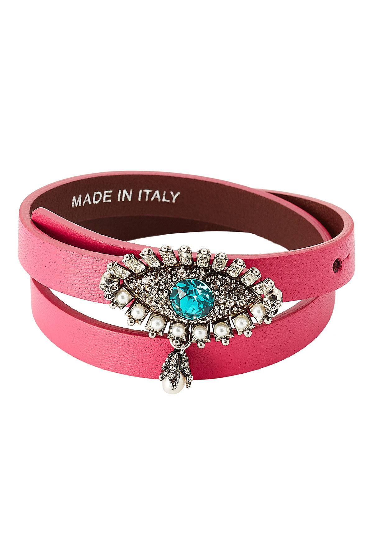 Alexander McQueen - Leather Wrap Around Bracelet with Embellishment