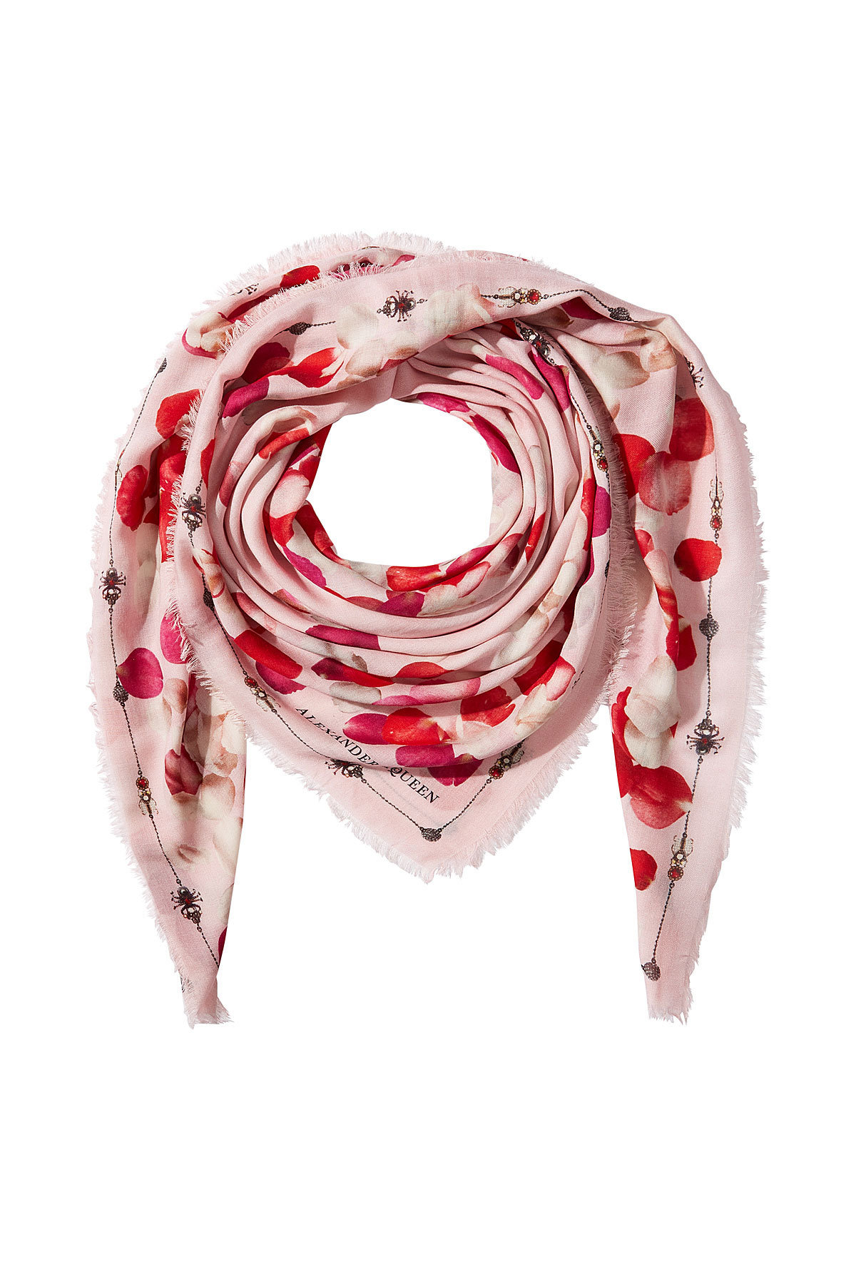 Alexander McQueen - Petal Print Skull Scarf with Wool