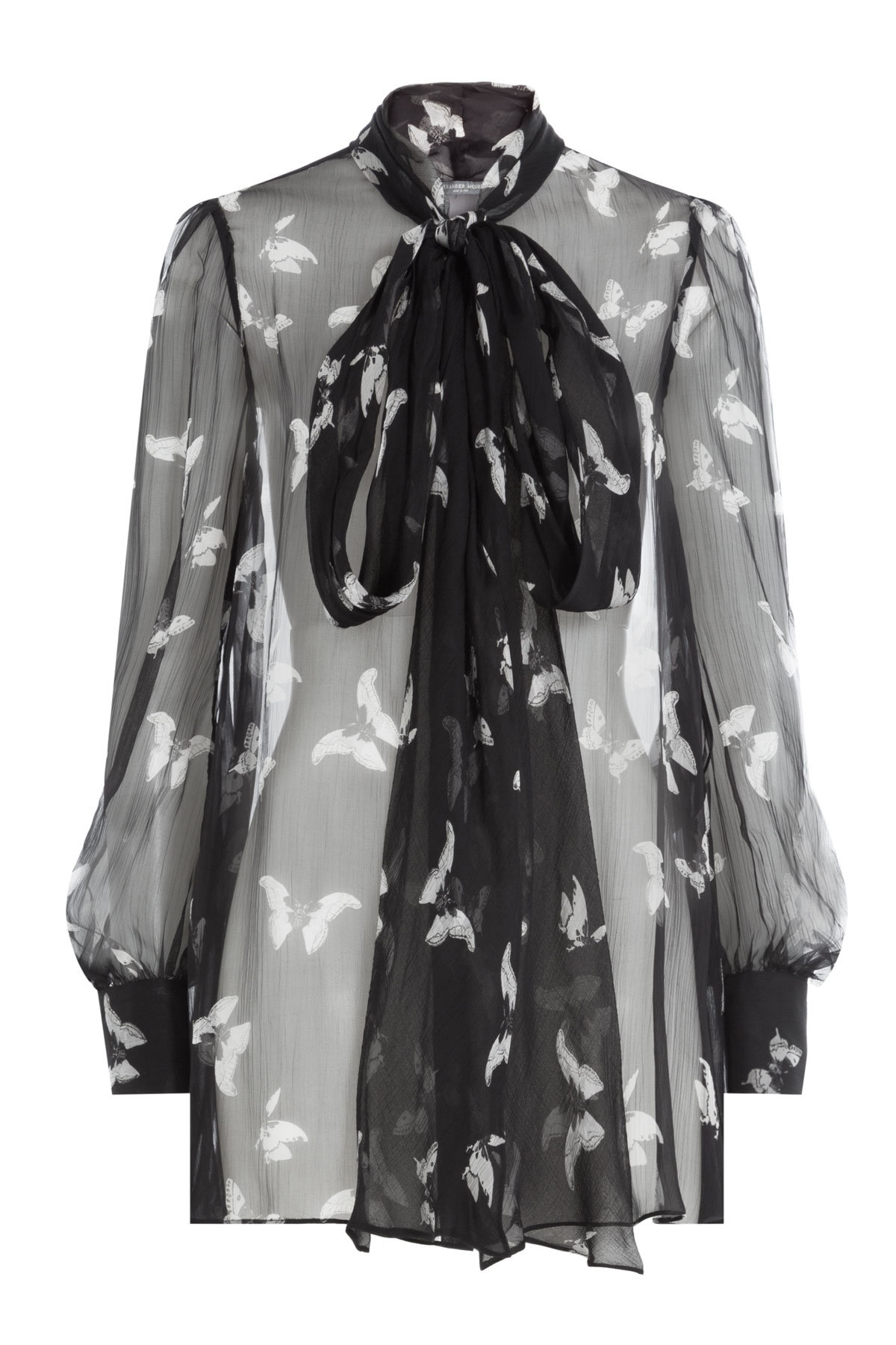 Alexander McQueen - Sheer Silk Butterfly Print Blouse