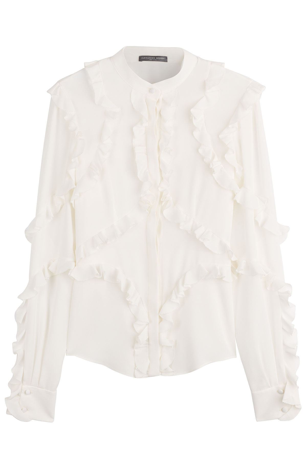 Silk Blouse with Ruffle Trim by Alexander McQueen
