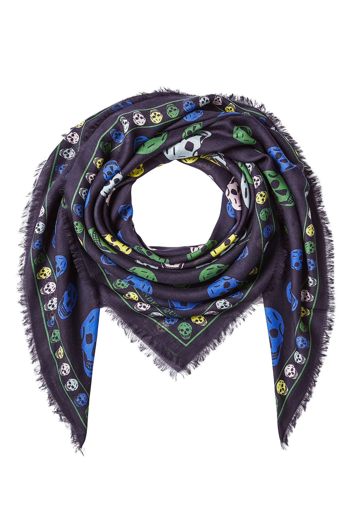 Skull Printed Scarf with Wool by Alexander McQueen