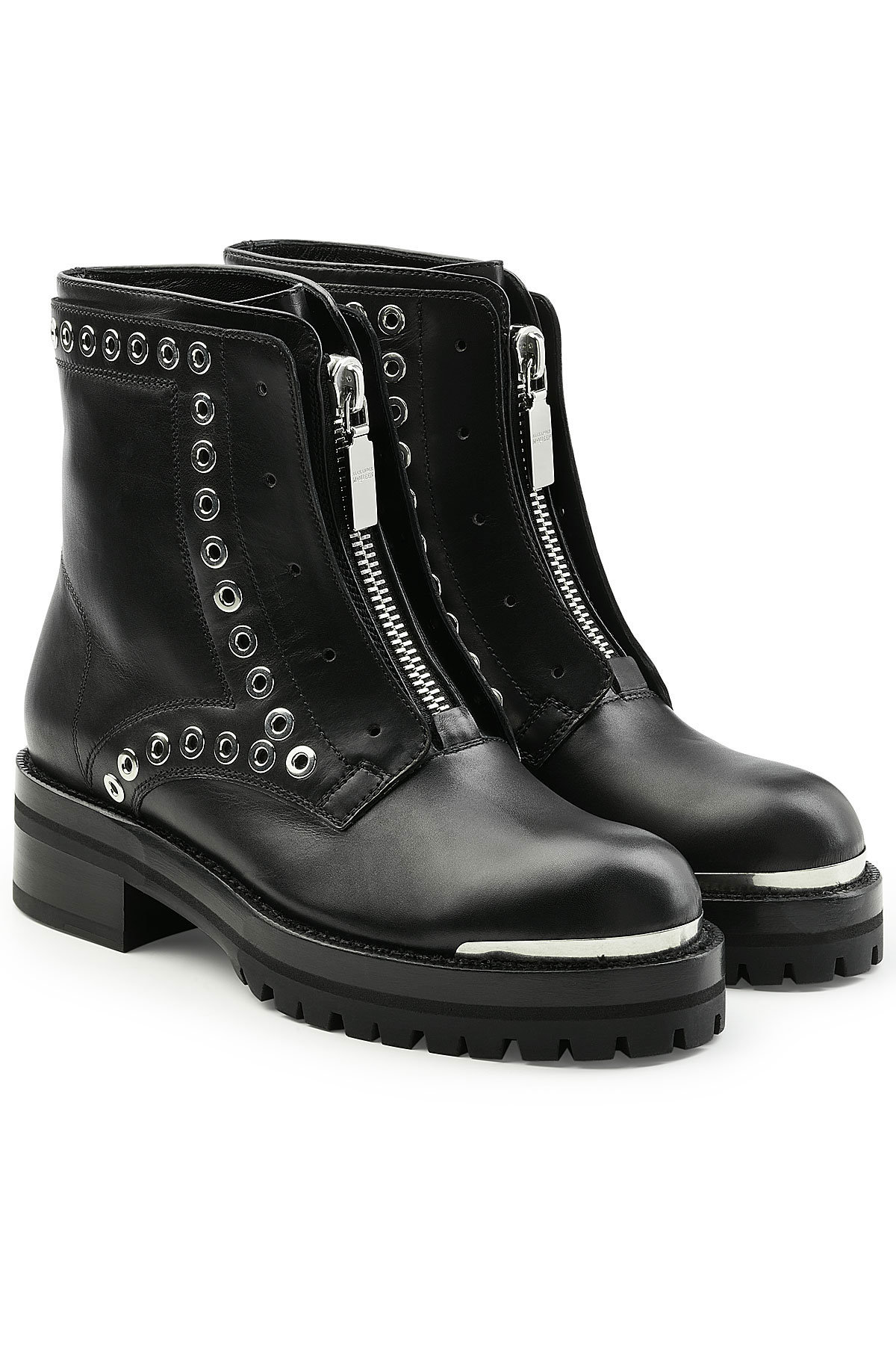 Alexander McQueen - Stud Flat Embellished Leather Ankle Boots