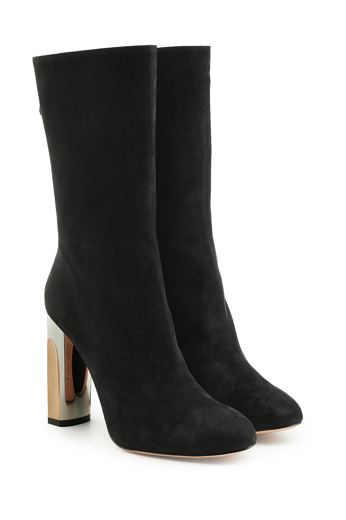 Alexander McQueen - Suede Ankle Boots with Metallic Heels