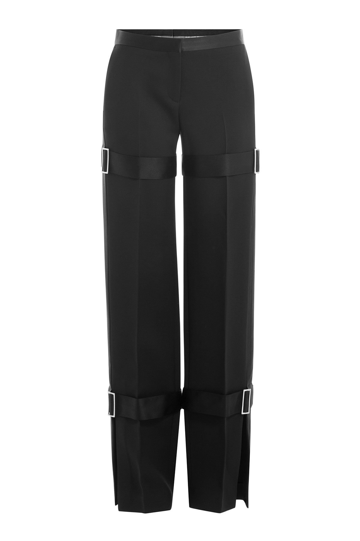 Alexander McQueen - Wide Leg Wool Pants with Silk