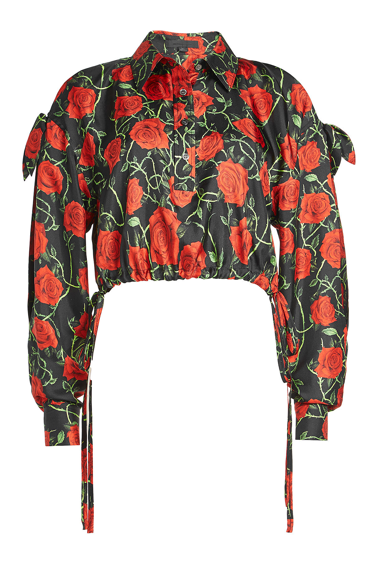 Alexander Wang - Cropped Silk Blouse with Rose Print