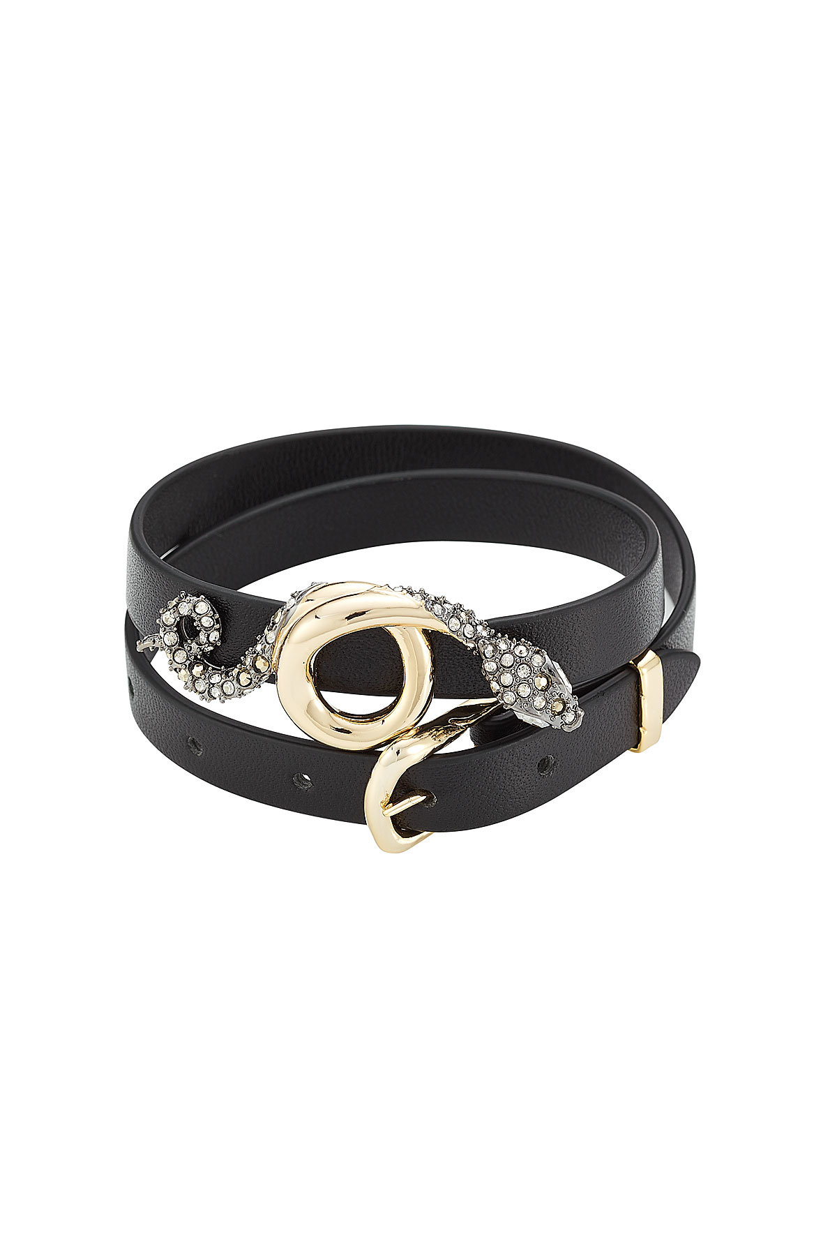 Leather Bracelet with 10kt Gold and Crystals by Alexis Bittar