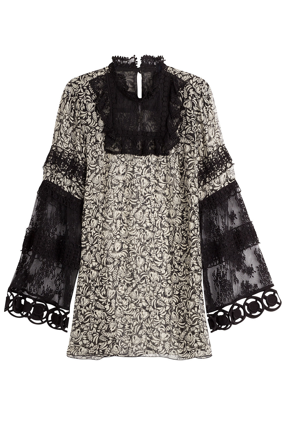 Printed Silk Tunic with Lace by Anna Sui