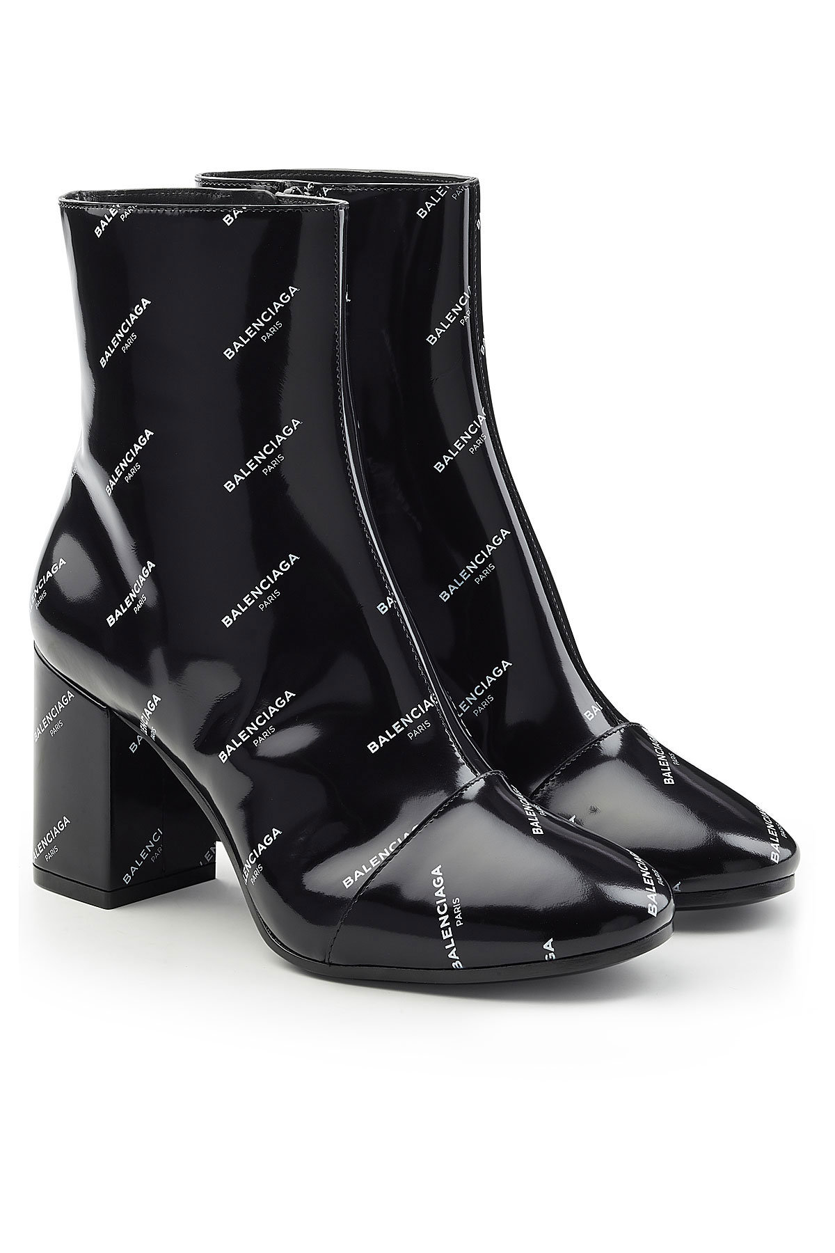 Balenciaga - Printed Patent Leather Ankle Boots