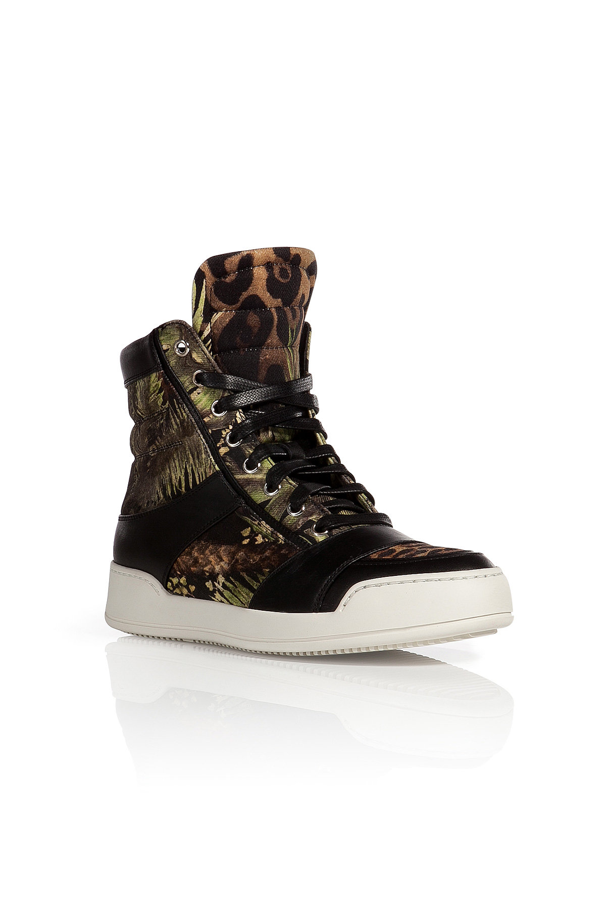 Cotton/Leather Printed Sneakers by Balmain