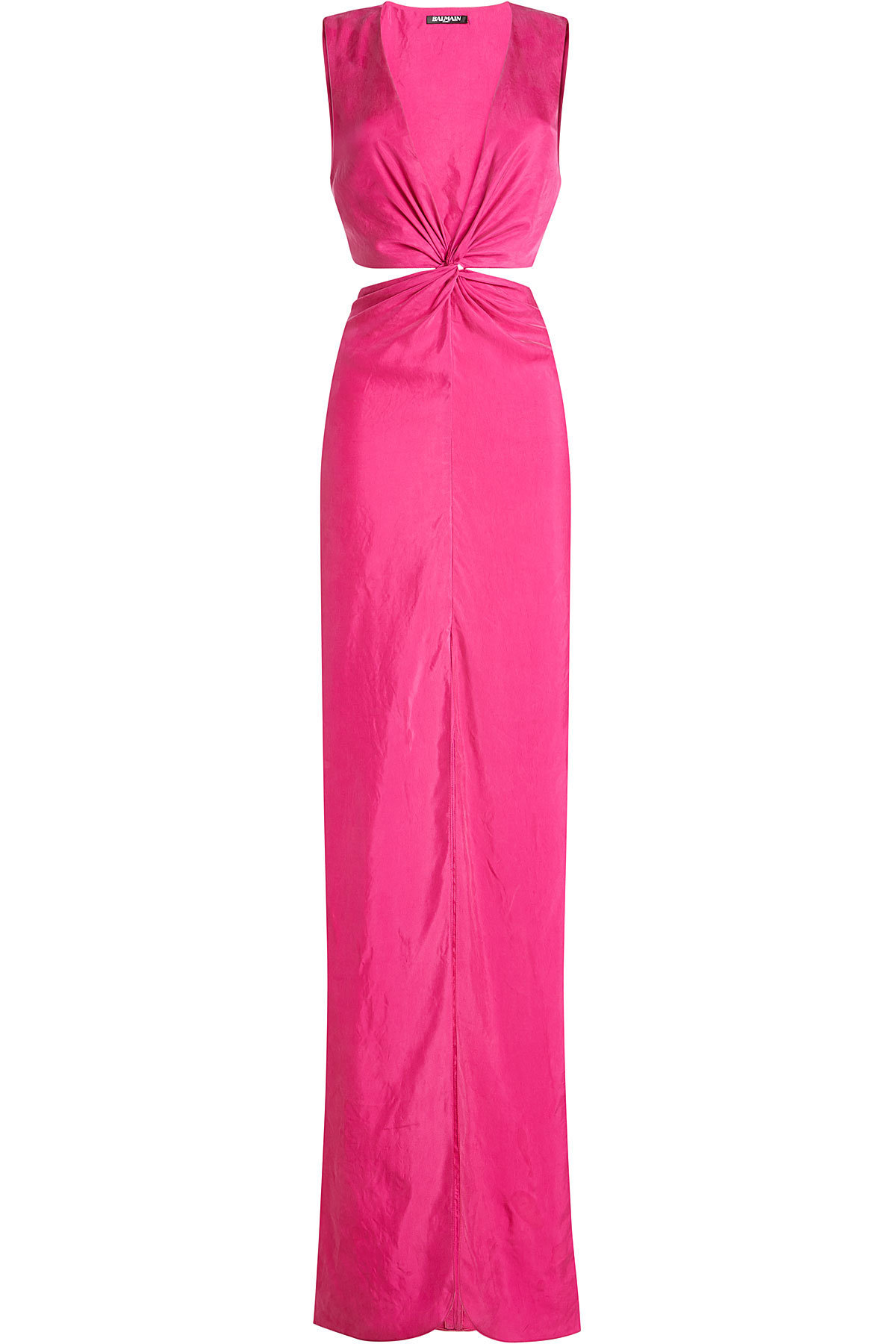 Balmain - Floor Length Silk Dress with Cut-Out Detail