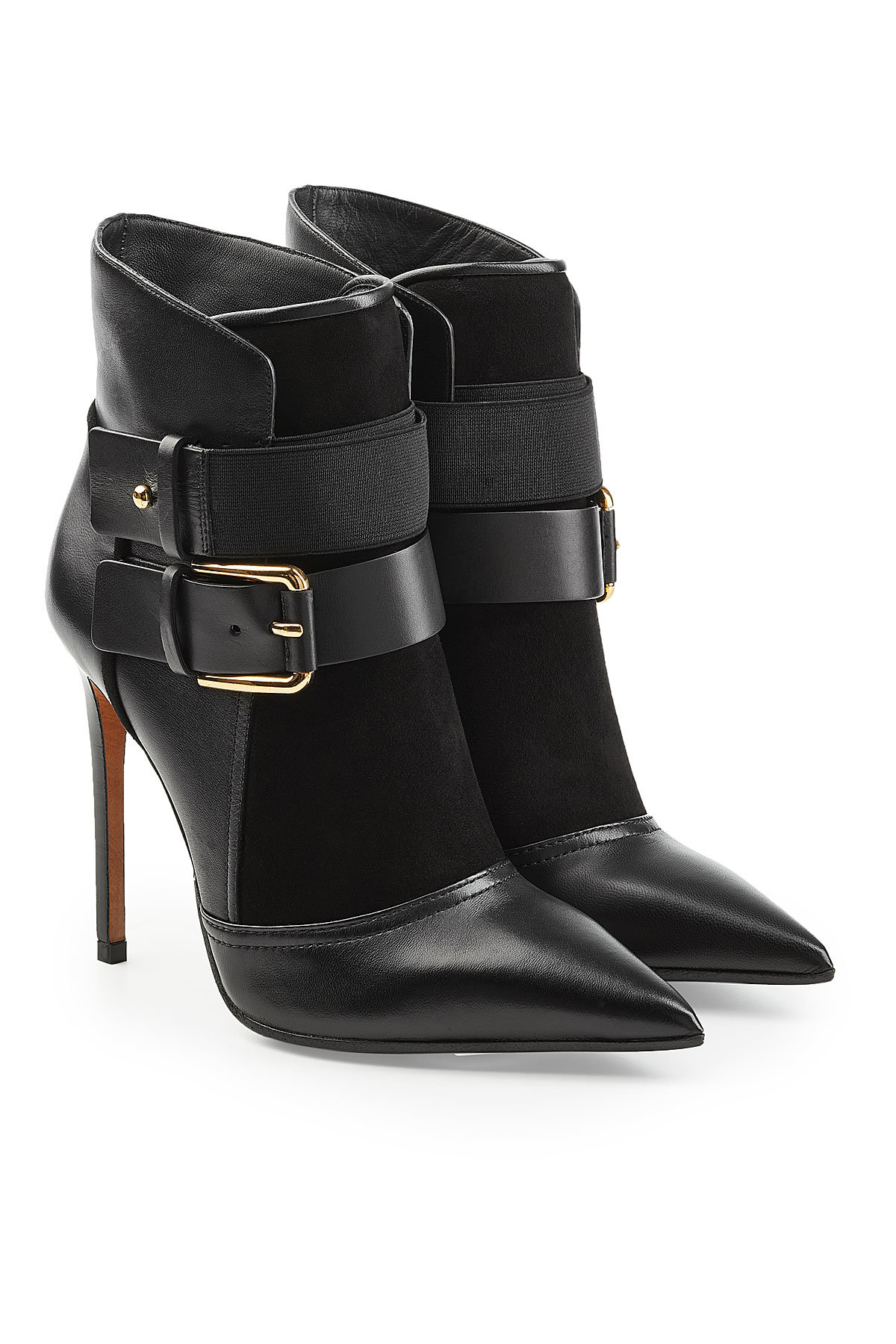 Leather Ankle Boots with Chain Embellishment by Balmain