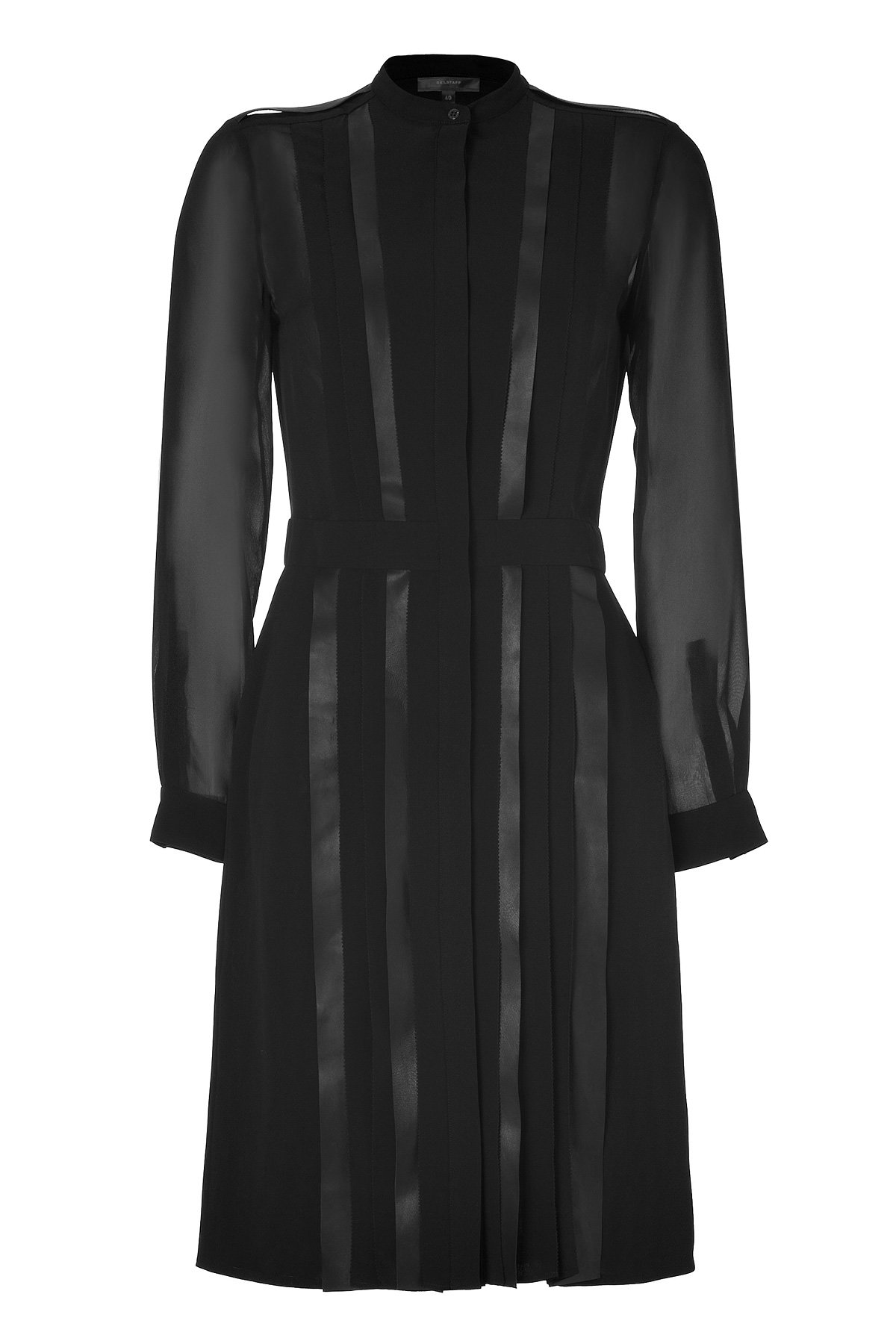 Belstaff - Black Silk/Leather Hastings Mix Pleated Dress