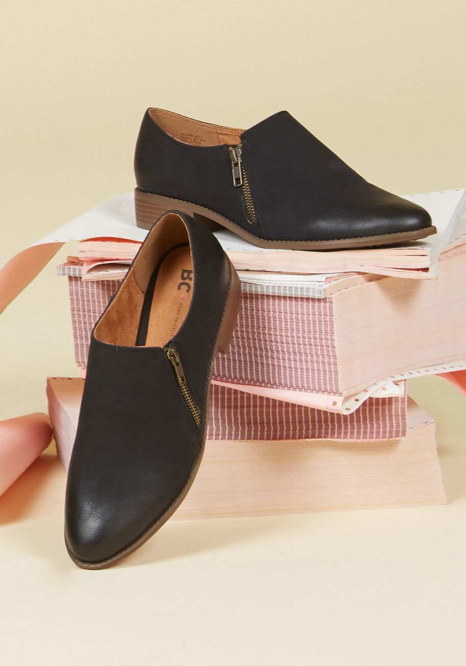 Blaze - When it comes to rackin&rsquo; up serious style points, these vegan faux-leather shoes from BC Footwear don&rsquo;t play around! A hybrid look formed from black uppers, cool side zippers, and low block heels, these mashup kicks are a breakaway from conven