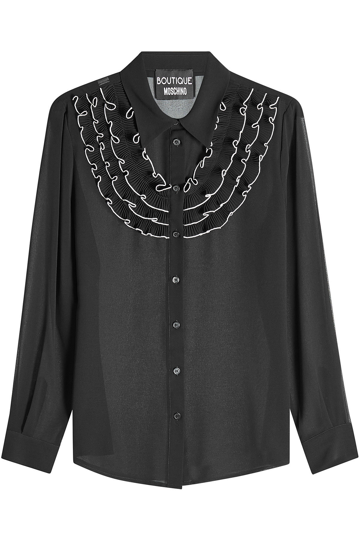 Boutique Moschino - Crepe Blouse with Ruffled Bib