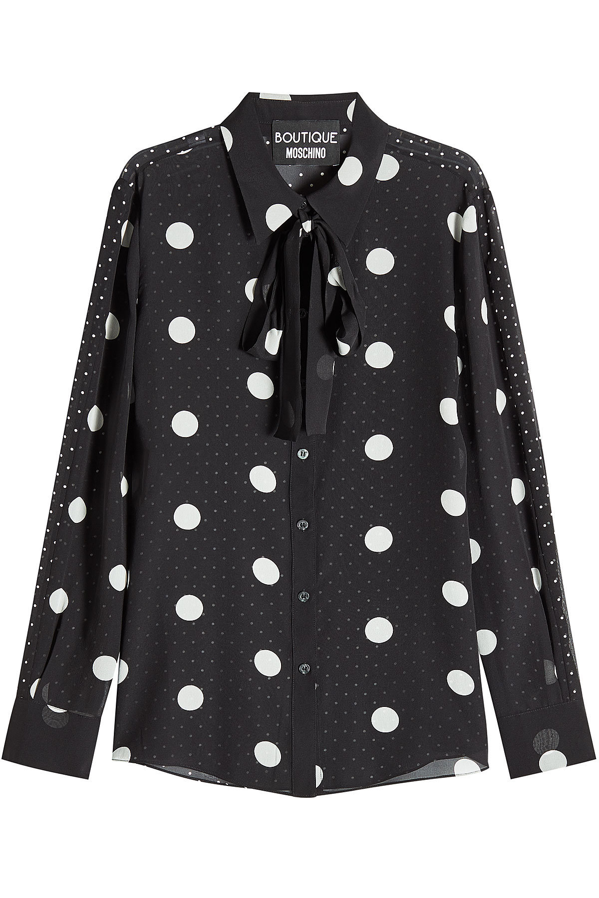 Boutique Moschino - Printed Silk Blouse with Tie Neck