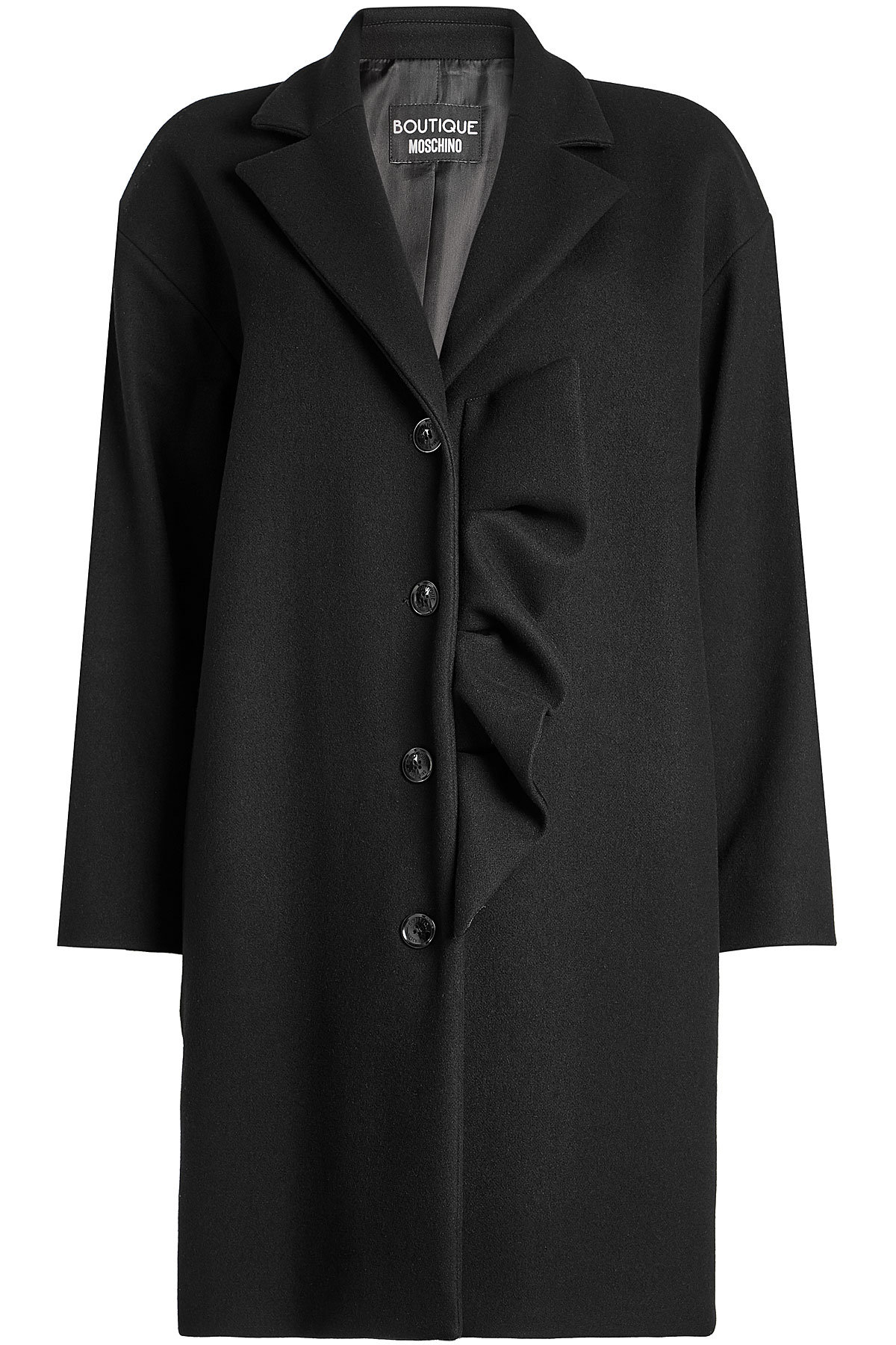 Boutique Moschino - Virgin Wool Coat with Ruffle