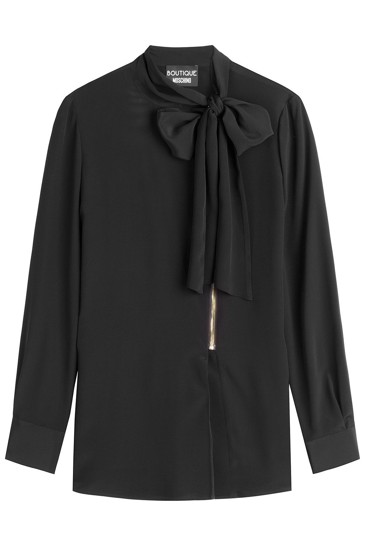 Boutique Moschino - Zipped Blouse with Bow at Neck