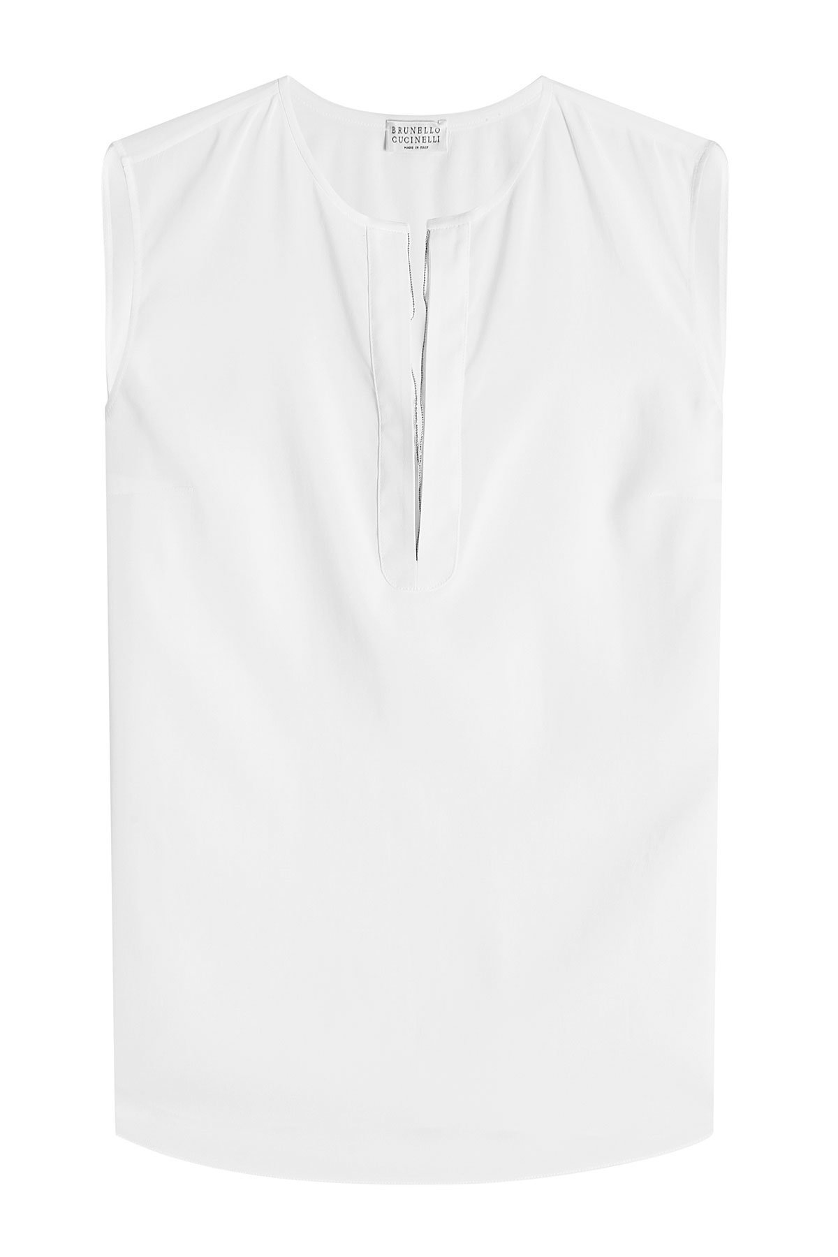 Brunello Cucinelli - Sleeveless Silk Blouse with Embellishment