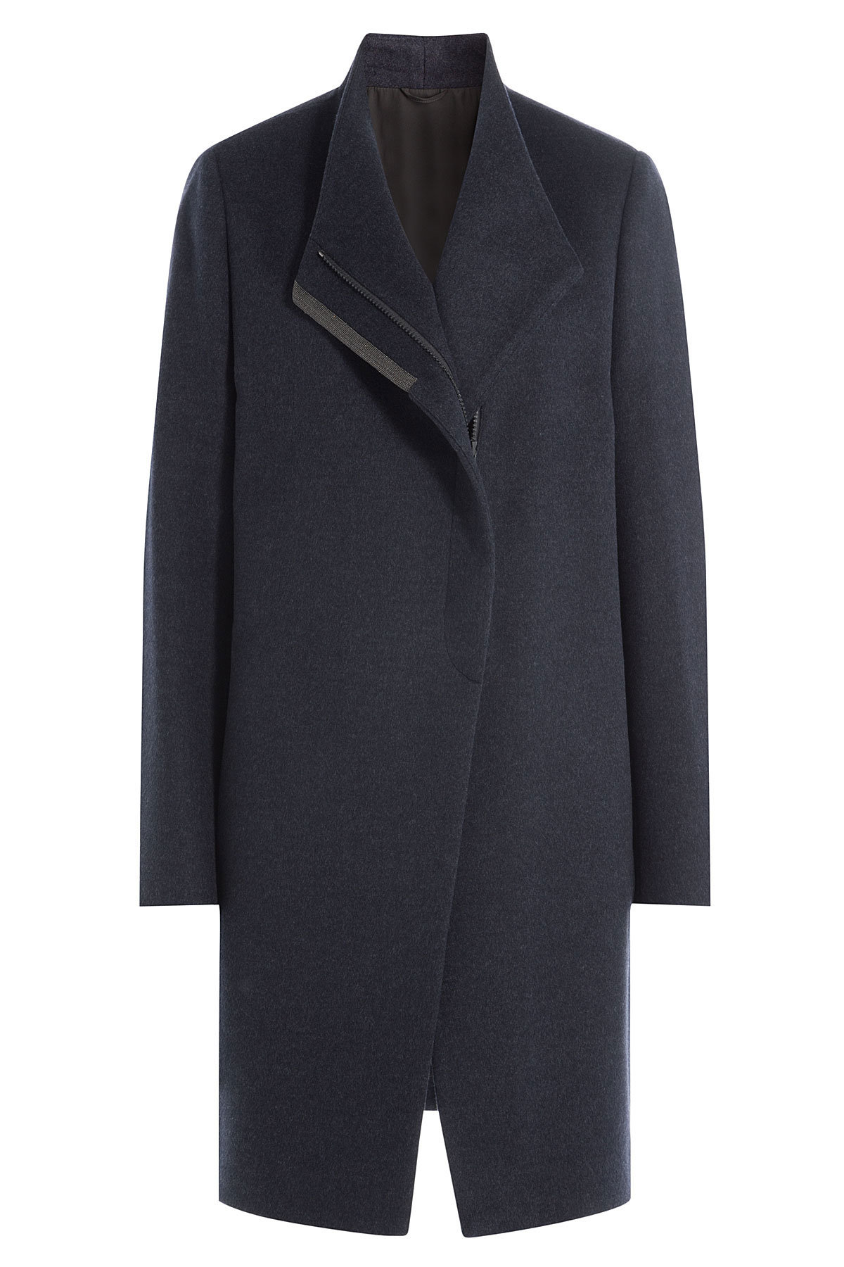 Brunello Cucinelli - Wool Coat with Bead Embellished Trim
